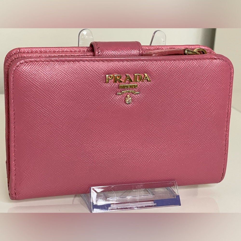 Prada Pink Saffiano Leather Zippy Small Wallet - Picture 3 of 8